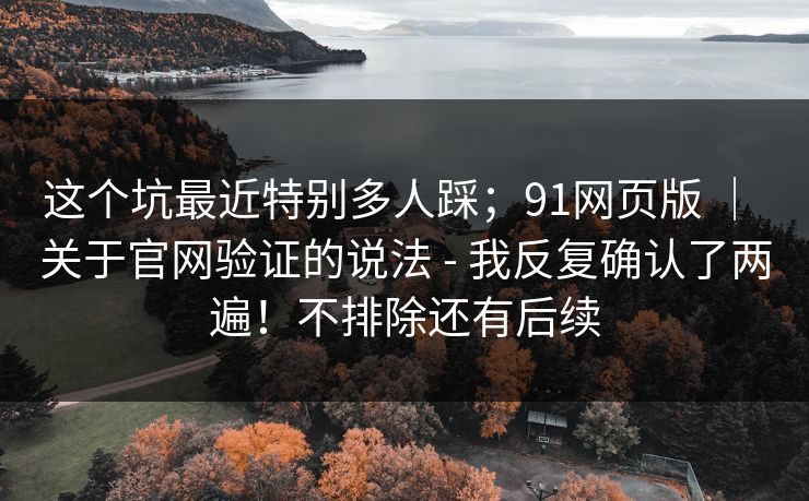 这个坑最近特别多人踩；91网页版 ｜ 关于官网验证的说法 - 我反复确认了两遍！不排除还有后续  第1张