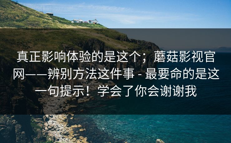 真正影响体验的是这个；蘑菇影视官网——辨别方法这件事 - 最要命的是这一句提示！学会了你会谢谢我